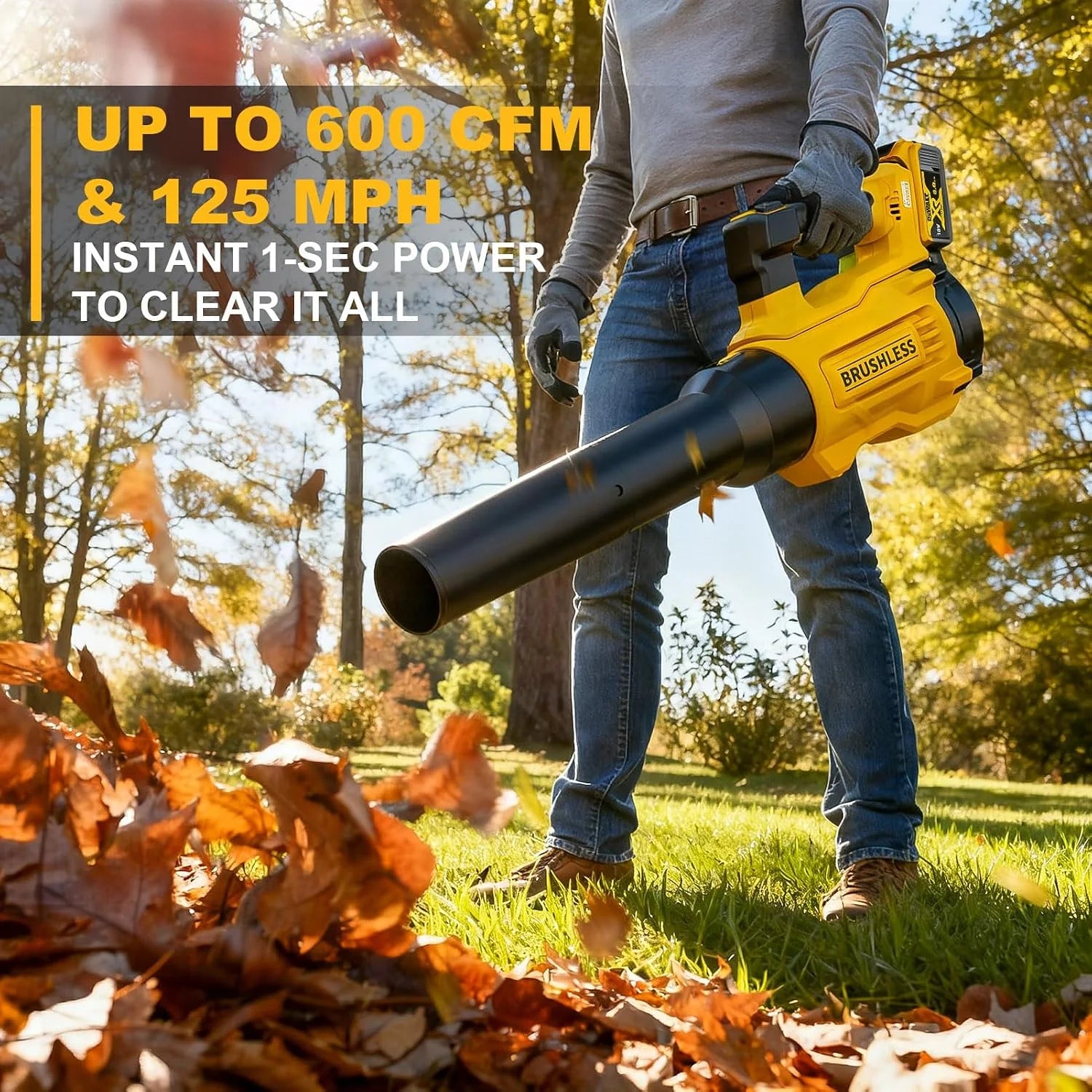 Special 600CFM Brushless Leaf Blower Compatible with DeWALT 20V, Bare Tool – For Yard Cleanup - Image 6