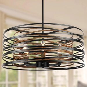 Special 12.6” Farmhouse Chandeliers for Dining Room, 3-Light Industrial Metal Hanging Light Fixture