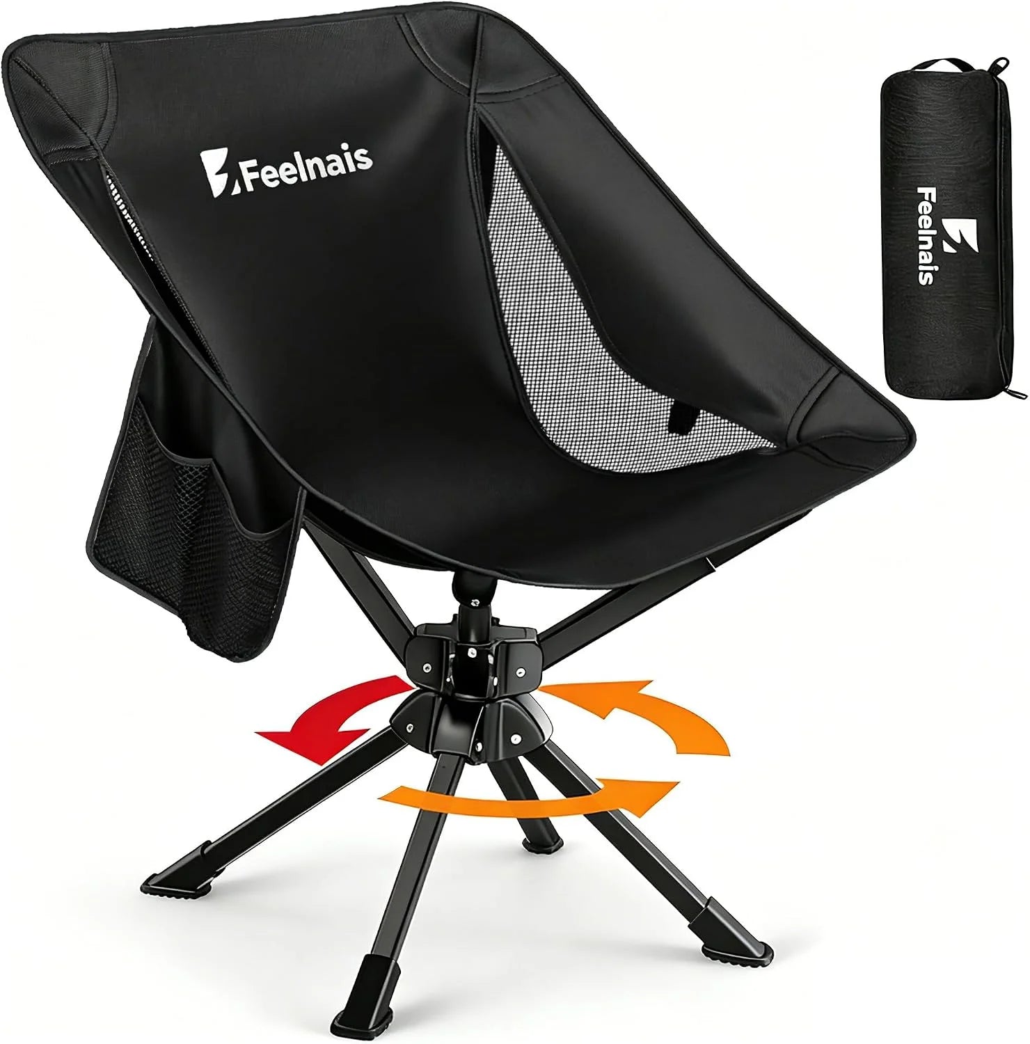 Special Feelnais Portable Camping Chairs Compact, 360° Swivel Folding Chair, Lightweight 3.5lbs, Metal Frame Holds up to 330lbs