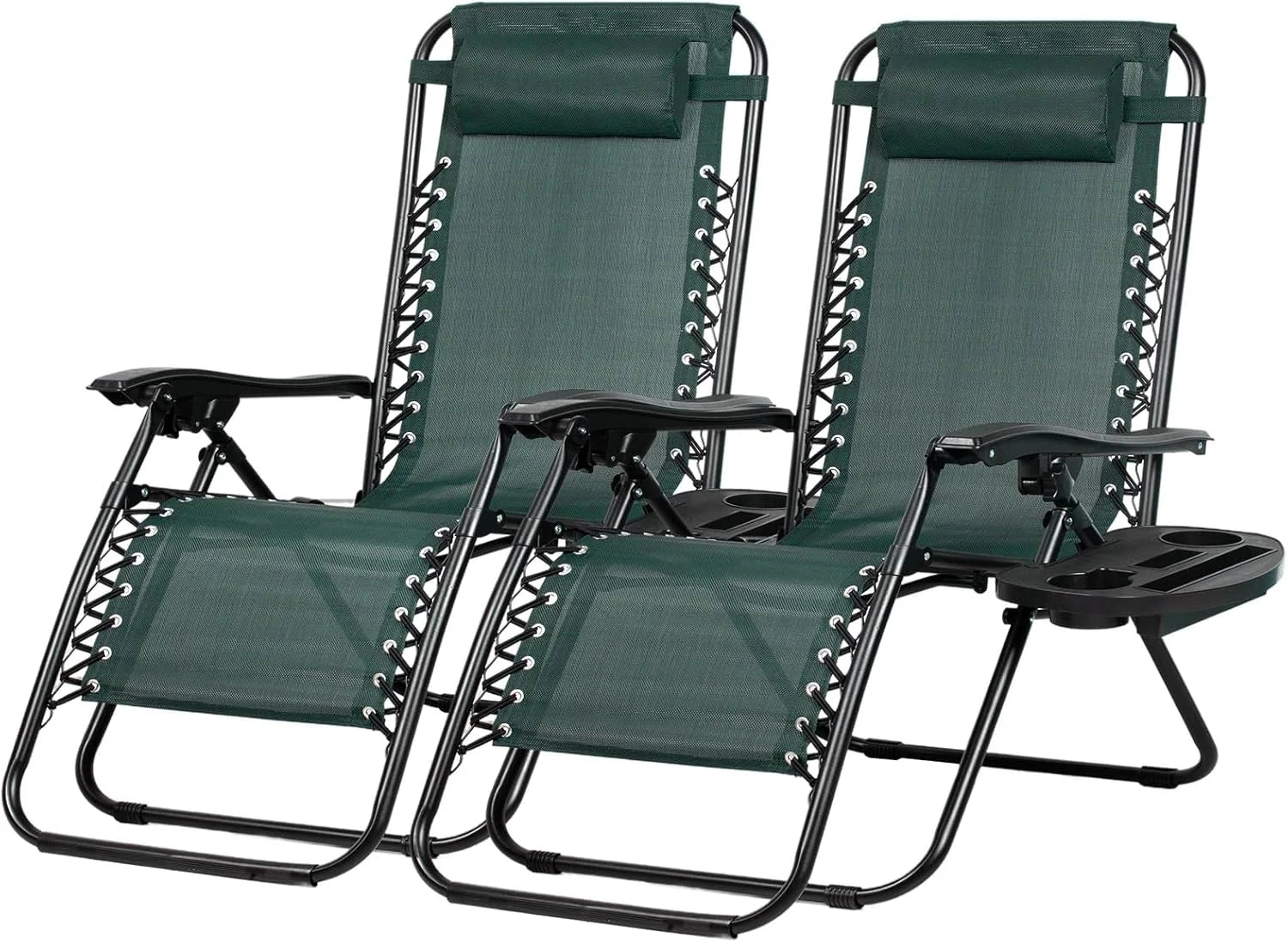 Special Set of 2 Relaxing Recliners Patio Chairs Adjustable Steel Mesh Zero Gravity Lounge Chair Beach Chairs