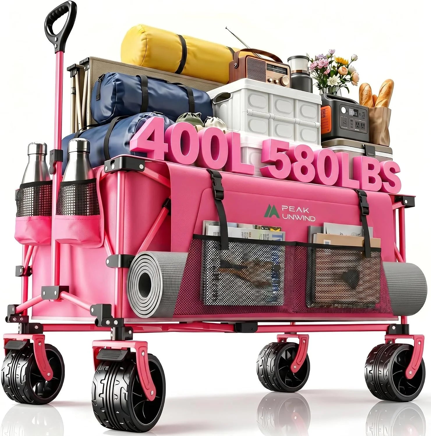 Special Foldable Carts, Collapsible Wagon with Wheels, 450LBS Heavy Duty Beach Wagon Cart - Image 3
