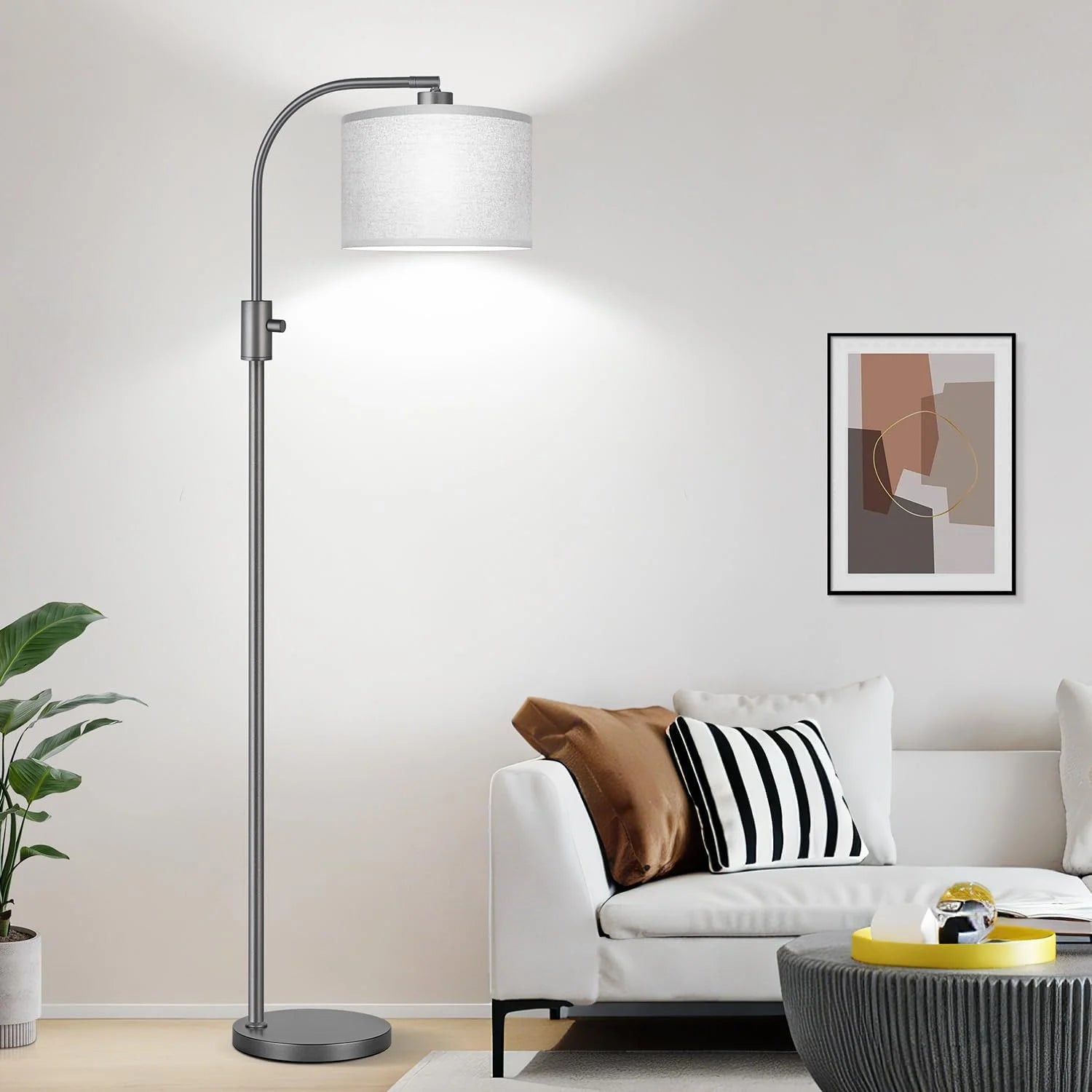 Special Nintiue Upgraded Modern Arc Dimmable Tall Standing Floor Lamp with Linen Shade, Bulb Included - Image 11