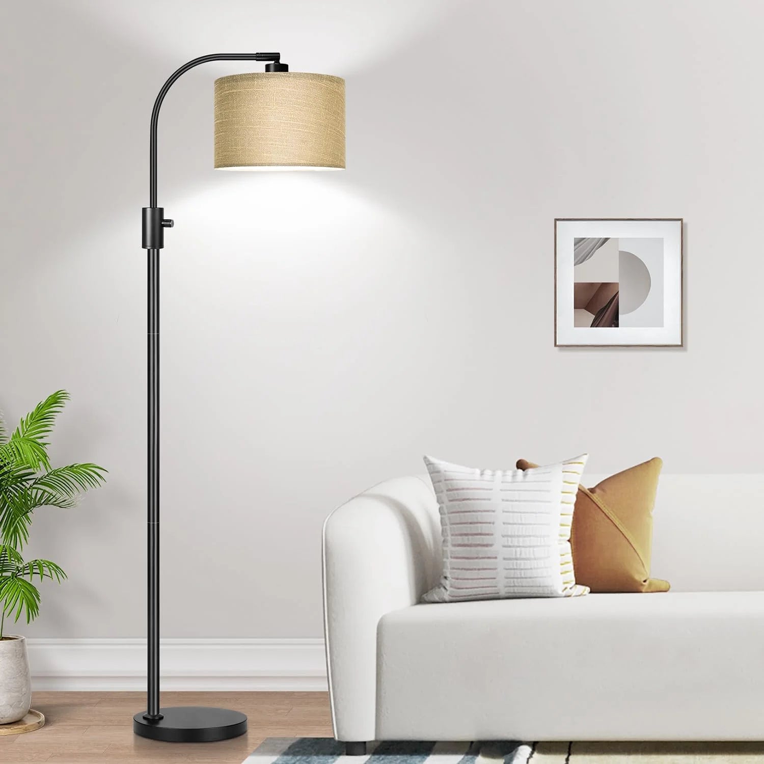 Special Nintiue Upgraded Modern Arc Dimmable Tall Standing Floor Lamp with Linen Shade, Bulb Included - Image 14