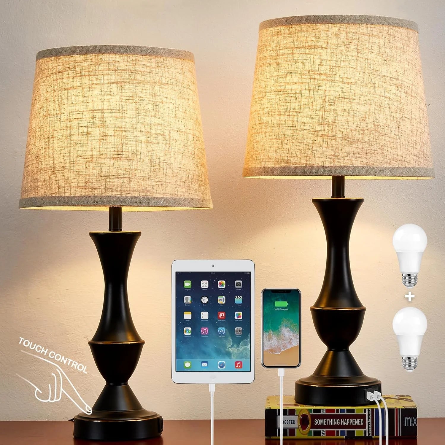 Special Luvkczc Table Lamp Set of 2, 19 Farmhouse Vintage Bedside Lamps for Living Room & Bedroom - Image 5
