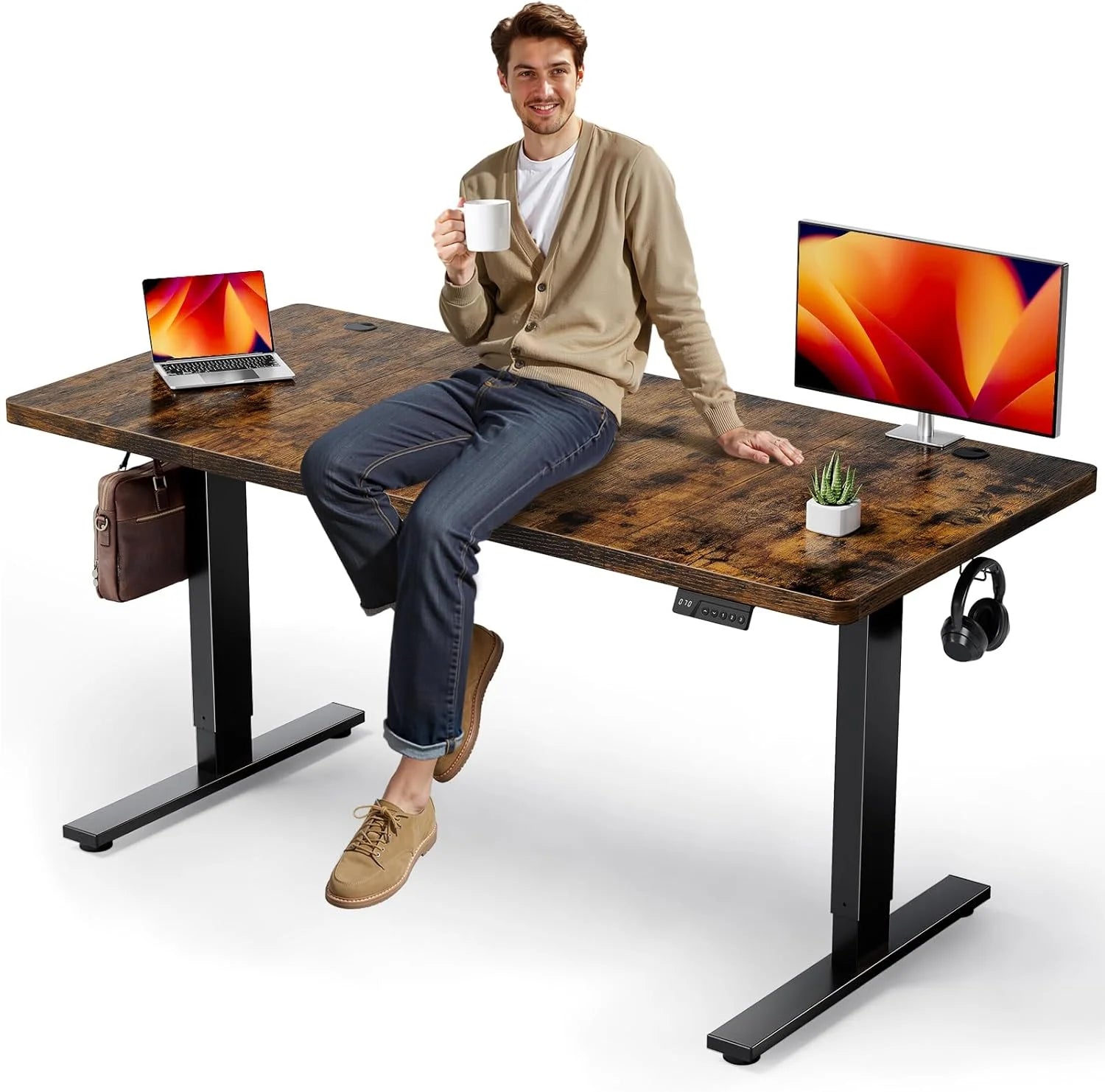 Special Electric Standing Desk Adjustable, 60×28 Inch Sit Stand Desk with 1 Inch Thick Tabletop - Image 3