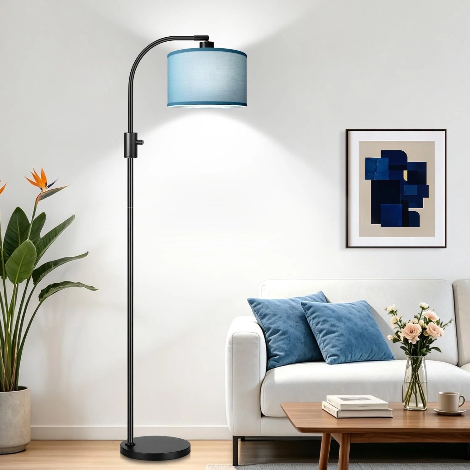 Special Nintiue Upgraded Modern Arc Dimmable Tall Standing Floor Lamp with Linen Shade, Bulb Included - Image 15