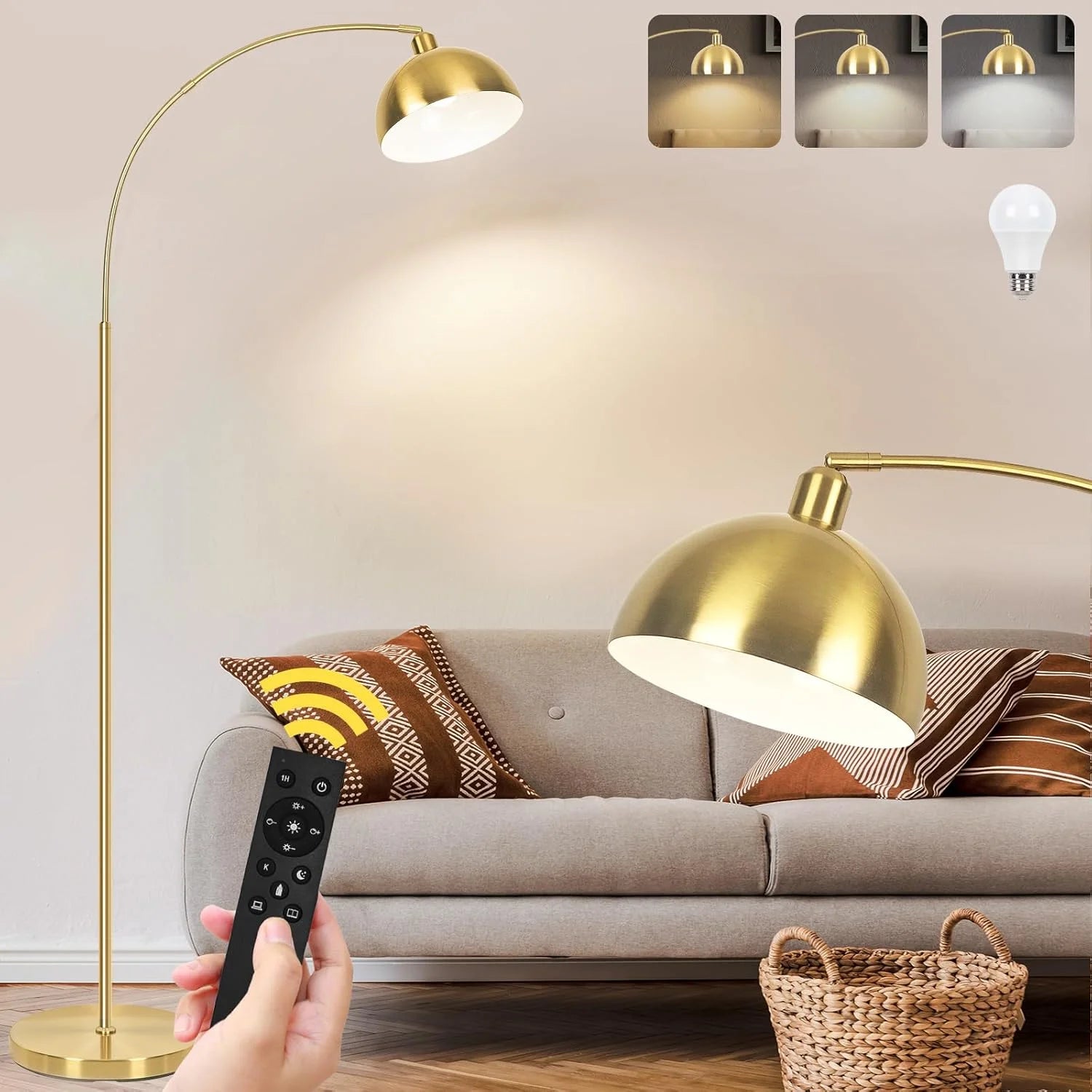 Special Black Arc Floor Lamp, Remote Control, Dimmable, 2700-6000K, Bulb Included, 9W LED, Modern Arch Standing lamp - Image 2