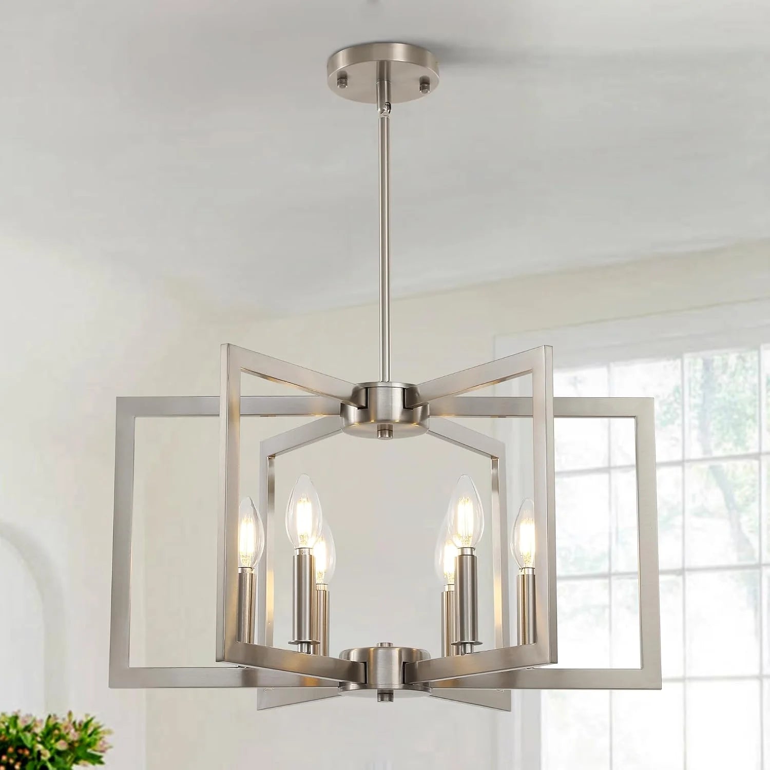 Special 6-Light Modern Metal Geometric Chandelier£¬Kitchen Island Brushed Nickel Lighting Fixtures£¬Entryway Light - Image 6