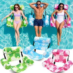 Special 3 Pack Inflatable Pool Floats Chairs Adult Floating Lounge Chair Adjustable Hammock Water Floating Chair