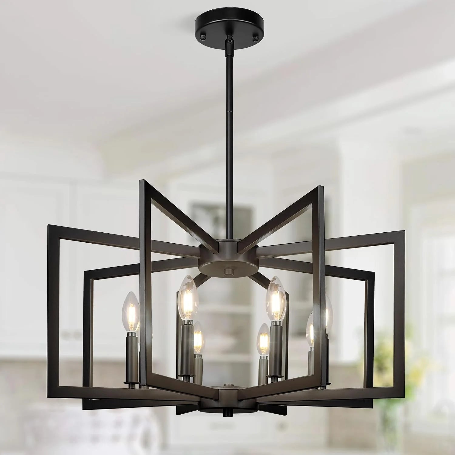 Special 6-Light Modern Metal Geometric Chandelier£¬Kitchen Island Brushed Nickel Lighting Fixtures£¬Entryway Light - Image 4