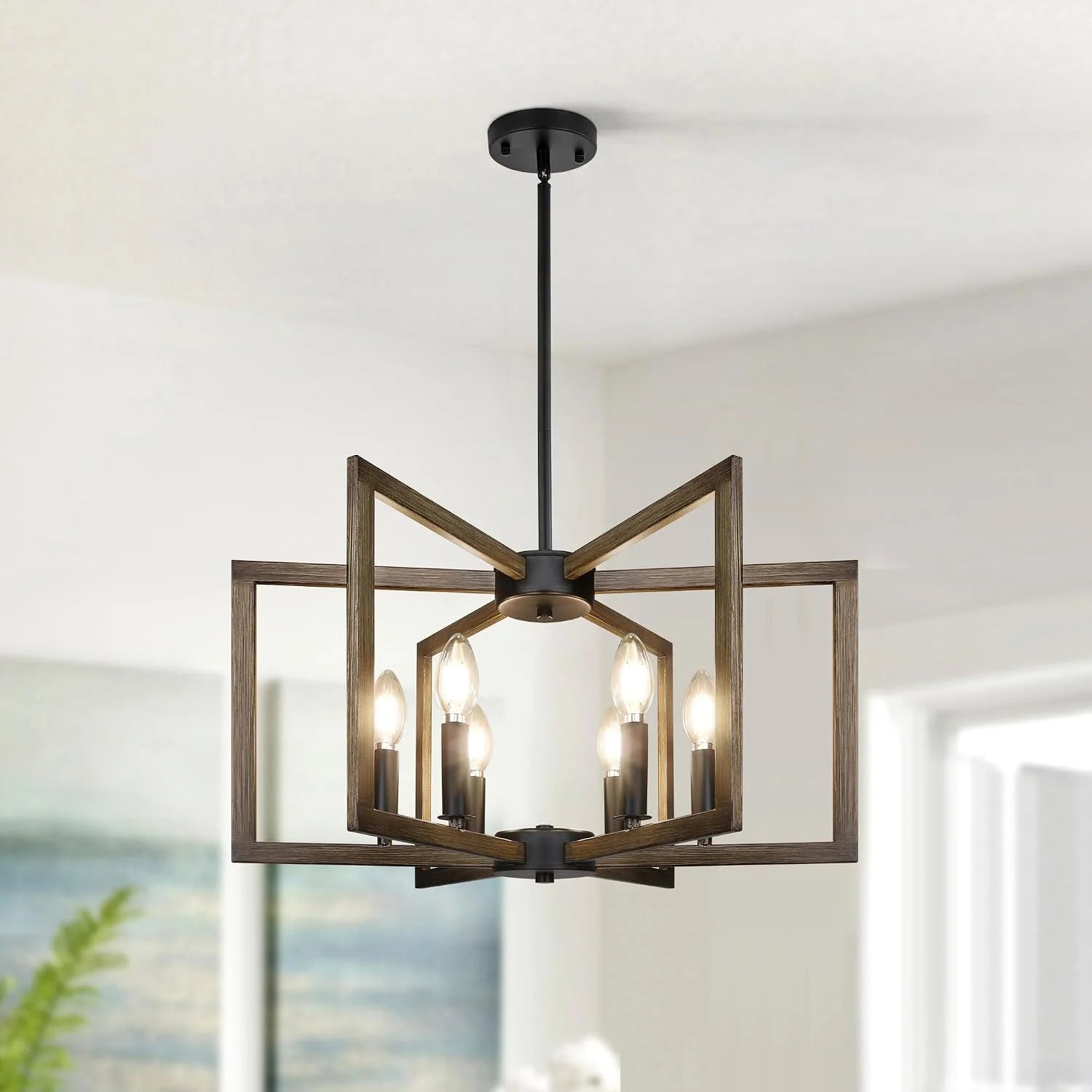 Special 6-Light Modern Metal Geometric Chandelier£¬Kitchen Island Brushed Nickel Lighting Fixtures£¬Entryway Light - Image 3