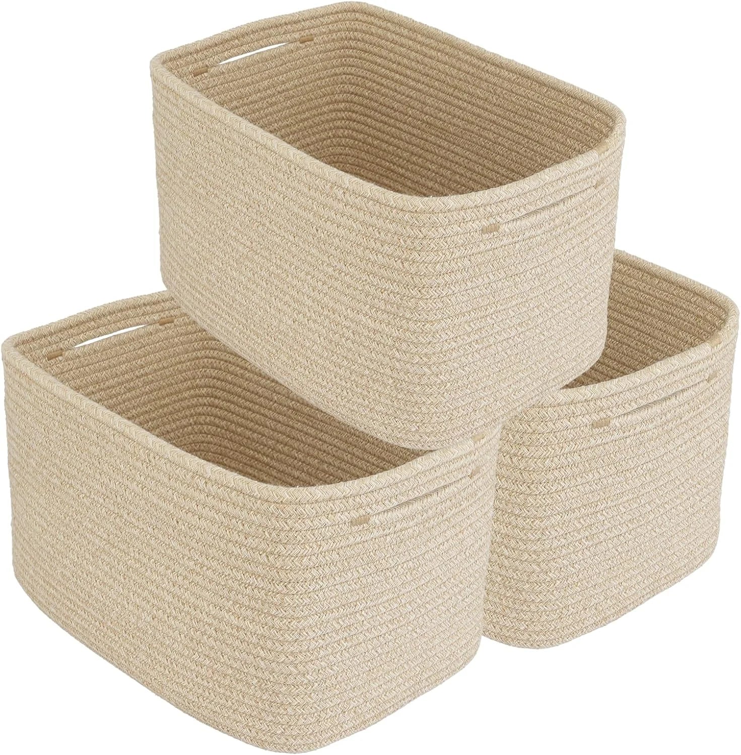 Special Cotton Rope Storage Baskets 15x10x9.3 3 Pack White, Decorative rectangular storage baskets for shelves - Image 11