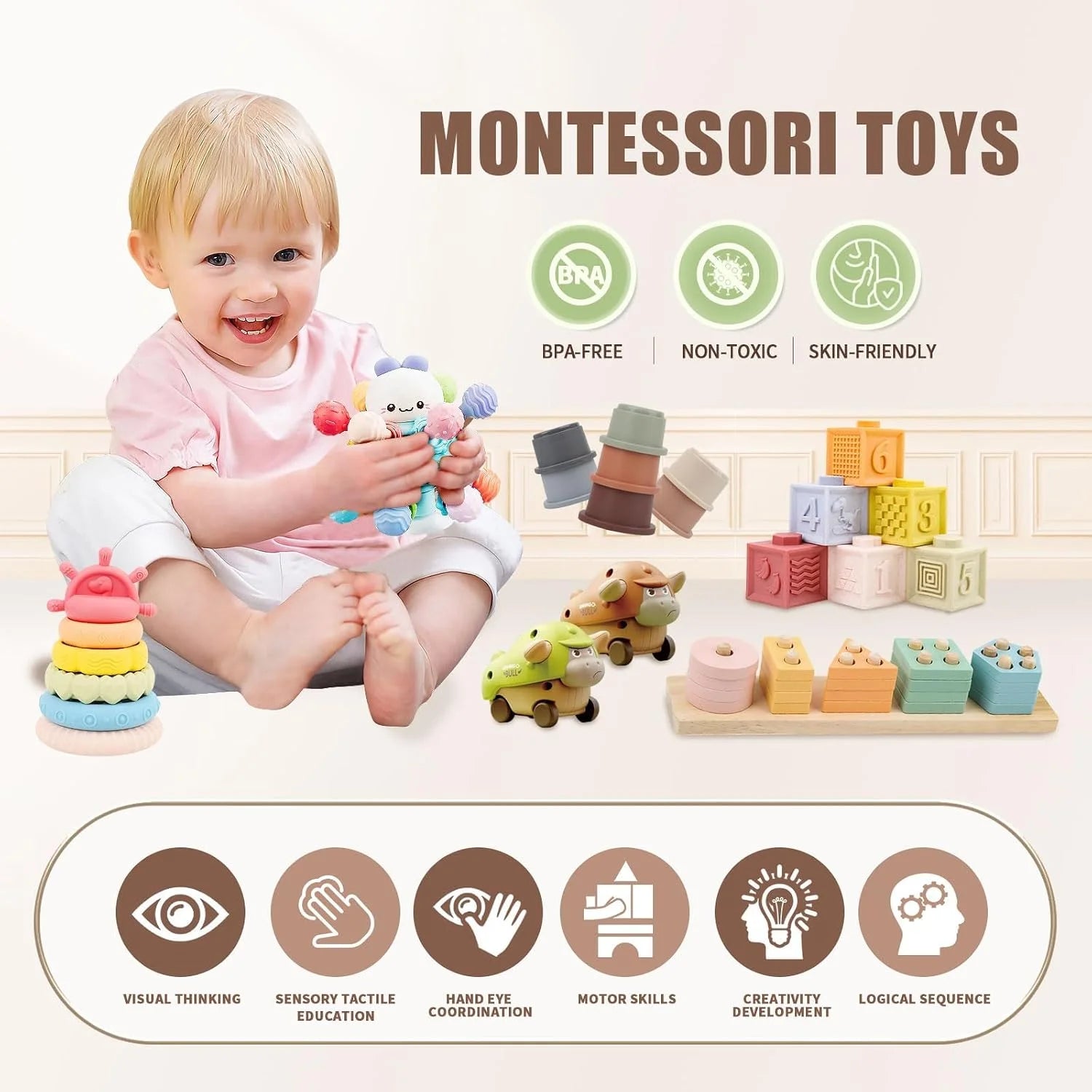 Special Baby Toys 6 to 18 Months, 8 in 1 Montessori Toy Set, Educational Learning Toy for Toddlers Babies Sensory – For Home Projects - Image 2