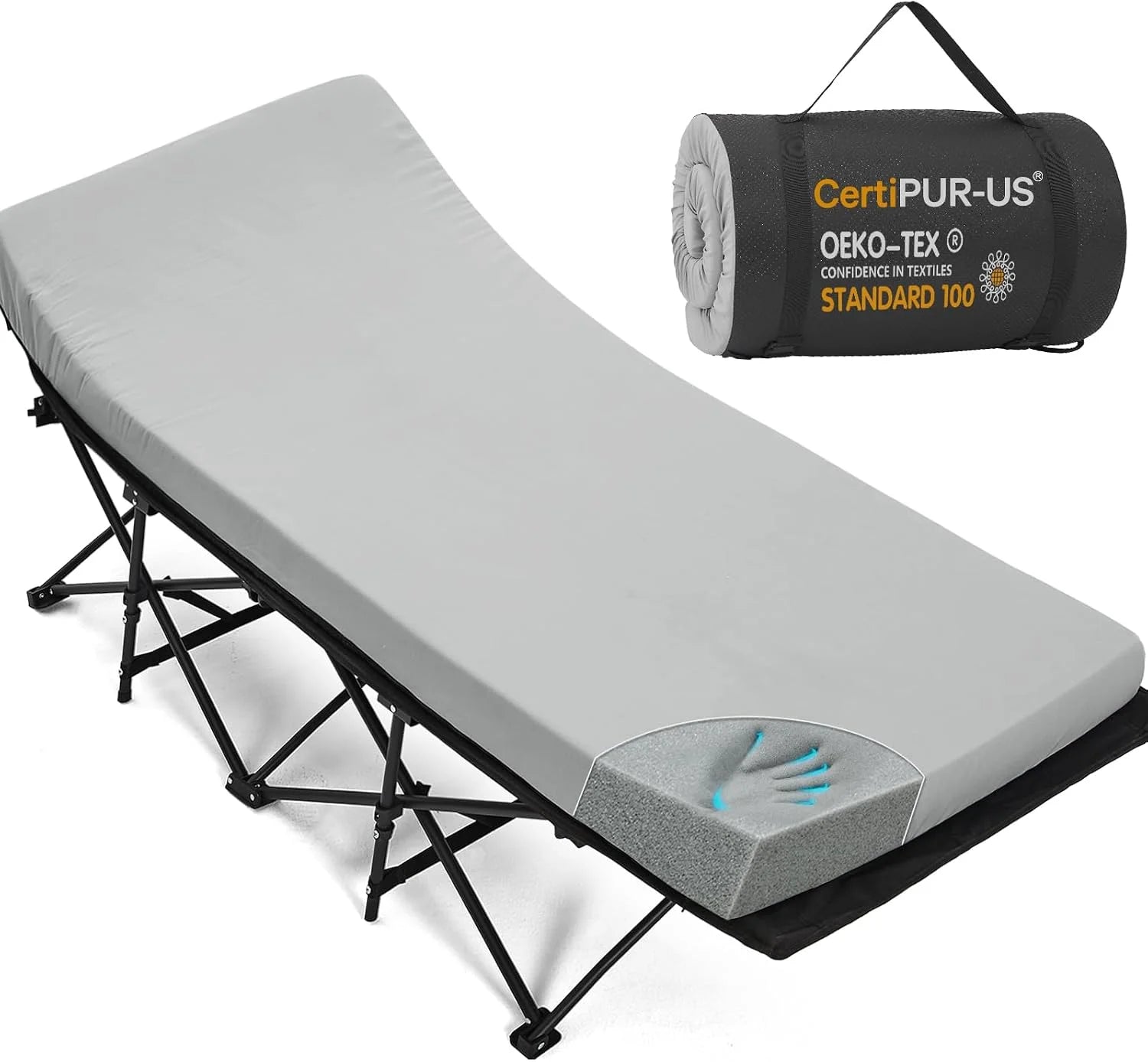 Special CYMULA Camping Cot Pad 2 Inch Memory Foam, Camping Pad for Folding Cot and Foldable Cot, Portable Roll Up Camp Gear - Image 7