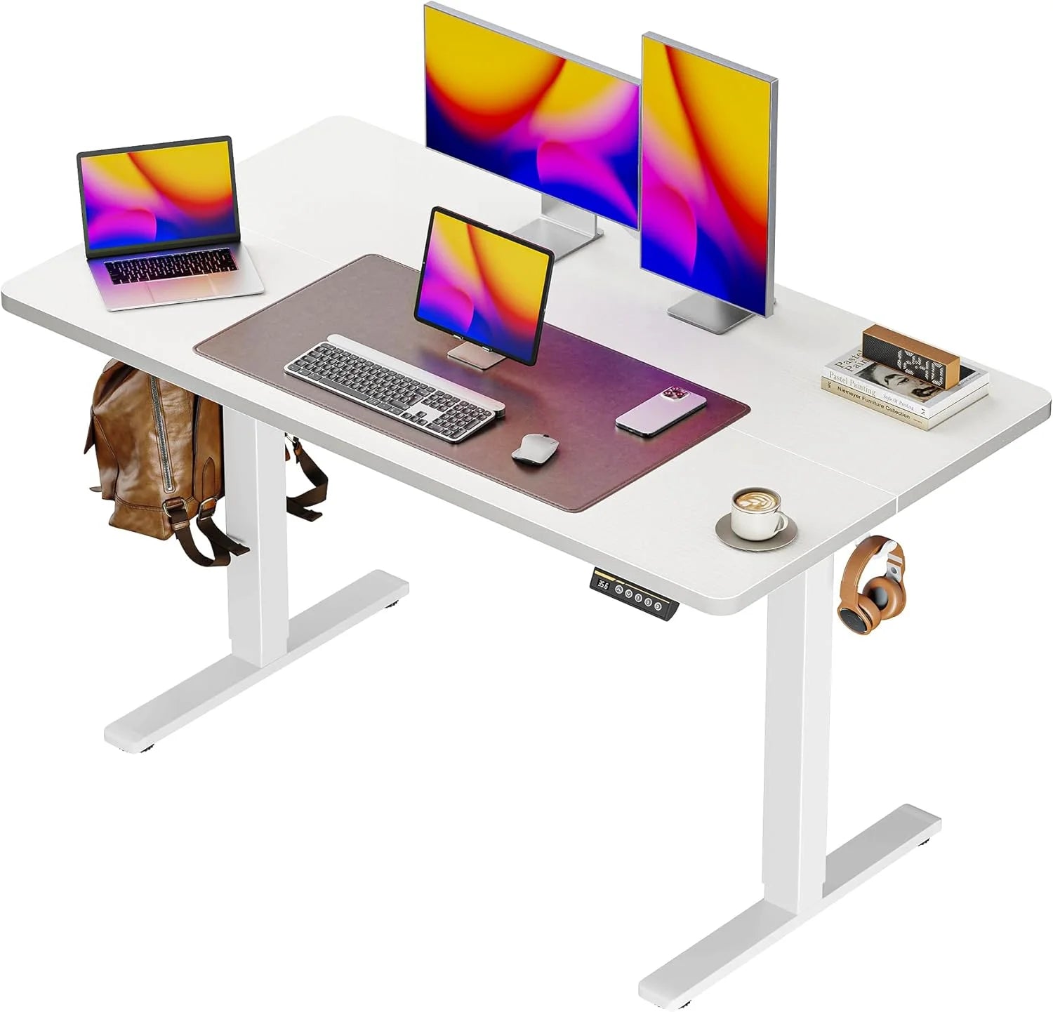 Special 55 x 28 Large Electric Standing Desk, Height Adjustable Computer Desk, 27.6 Deep Desktop - Image 21