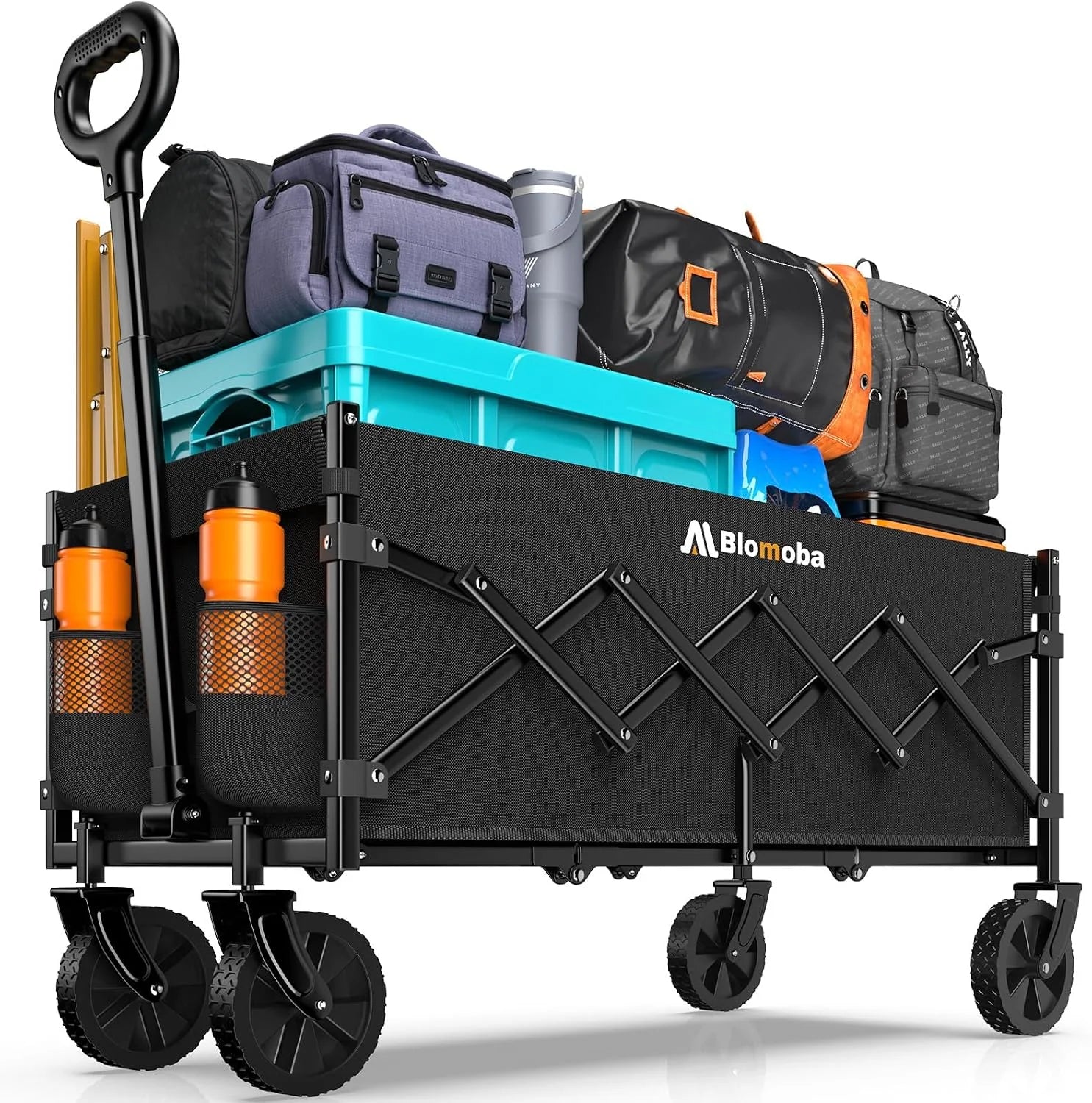 Special Blomoba 35 Extra Long Folding Wagon with Adjustable Handle & Wheels, Black - Image 2
