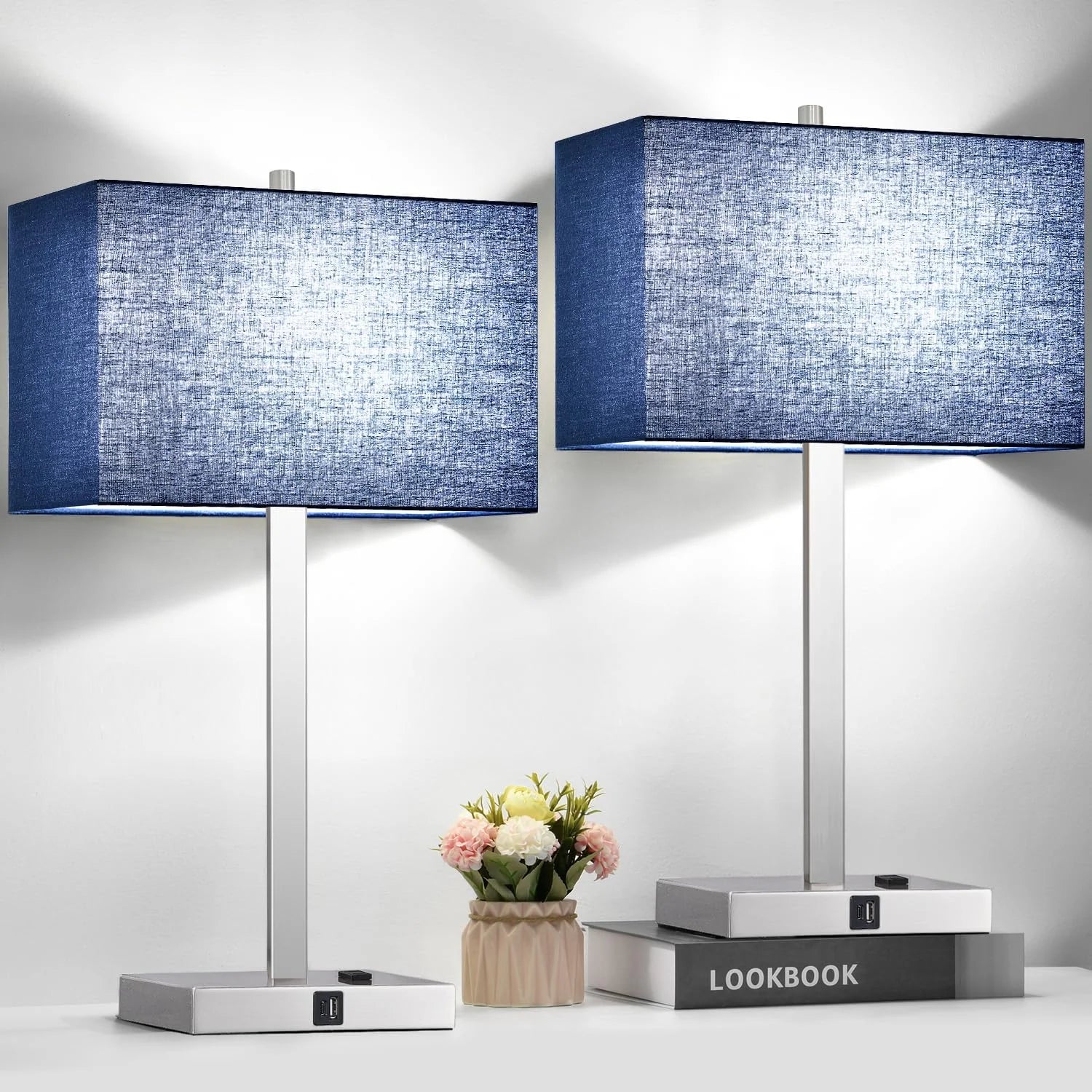 Special Touch Bedside lamps with 2 USB & AC Outlets, Dimmable, Bulb Included - Image 10