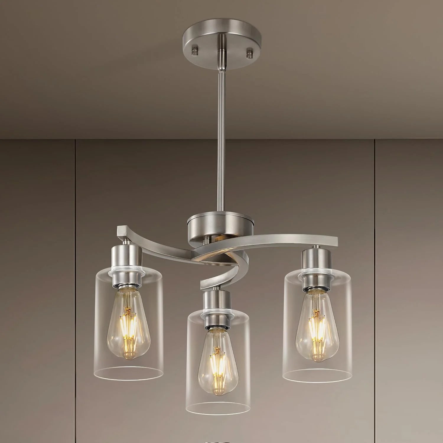 Special 3 Light Brushed Nickel Dining Room Light Fixture - Image 5