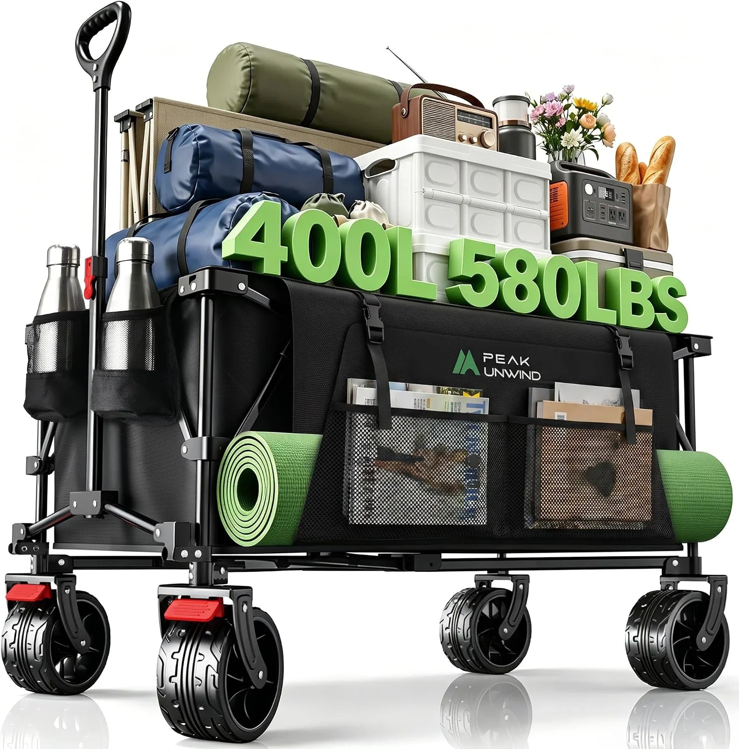 Special Foldable Carts, Collapsible Wagon with Wheels, 450LBS Heavy Duty Beach Wagon Cart - Image 4