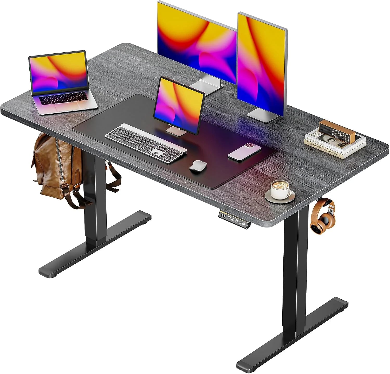 Special 55 x 28 Large Electric Standing Desk, Height Adjustable Computer Desk, 27.6 Deep Desktop - Image 4