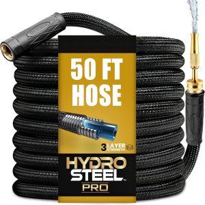 Special Hydrosteel PRO 100 Ft Heavy Duty Metal Garden Hose with Nozzle, Water Hose Made from 304 Stainless Steel, 5/8″ Diameter