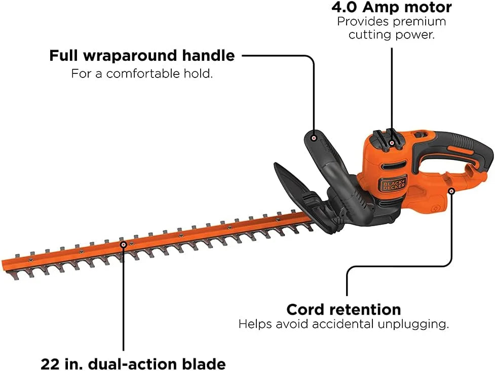 Special 22 Electric Hedge Trimmer, Lightweight 4.0 Amp Corded Dual Action Shrub Trimmer, High Output Low Vibration - Image 2