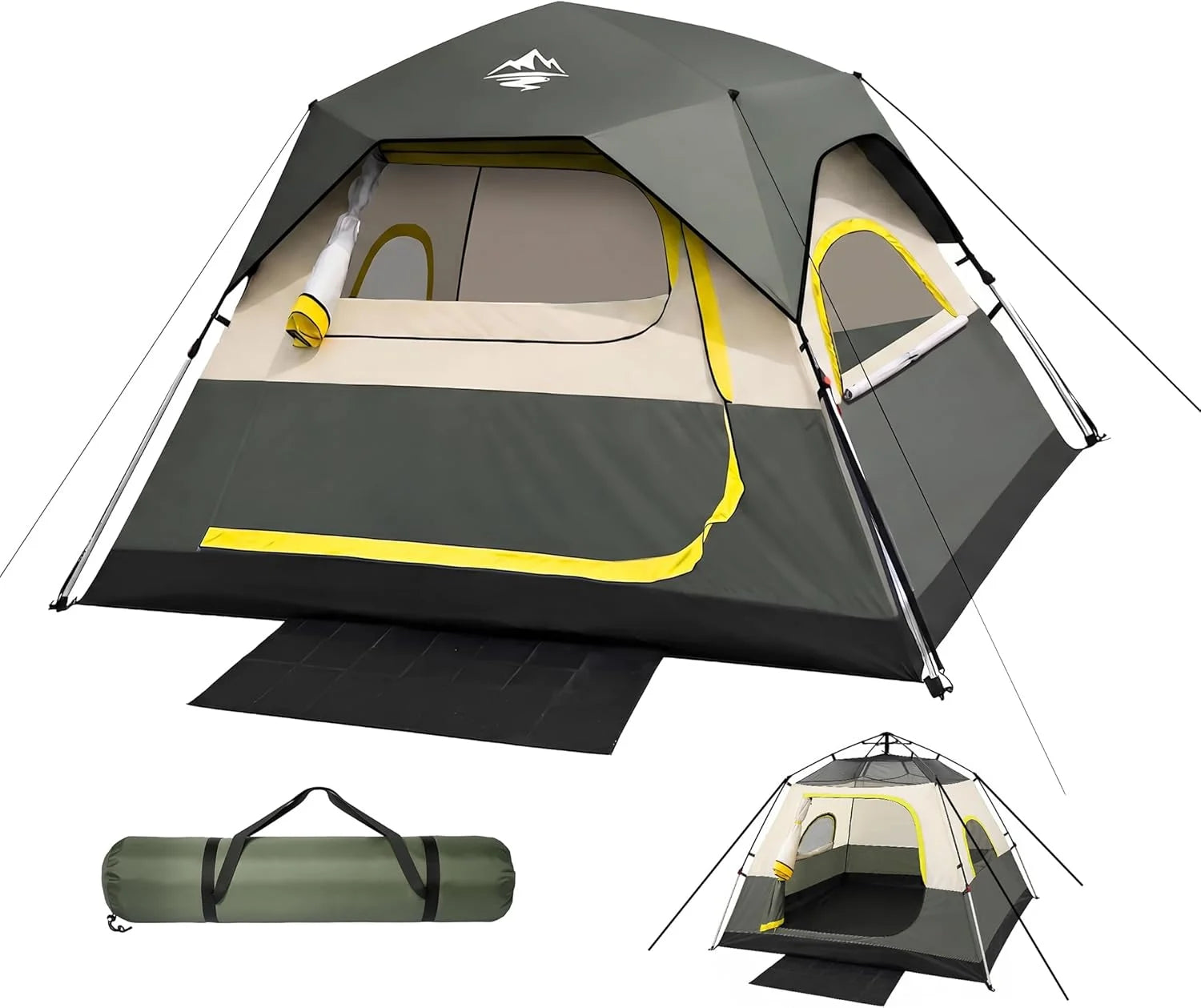Special 4 Person Instant Tents for Camping Setup in 50s, Cabin Tent with Rainfly, Waterproof Windproof Camping Tent