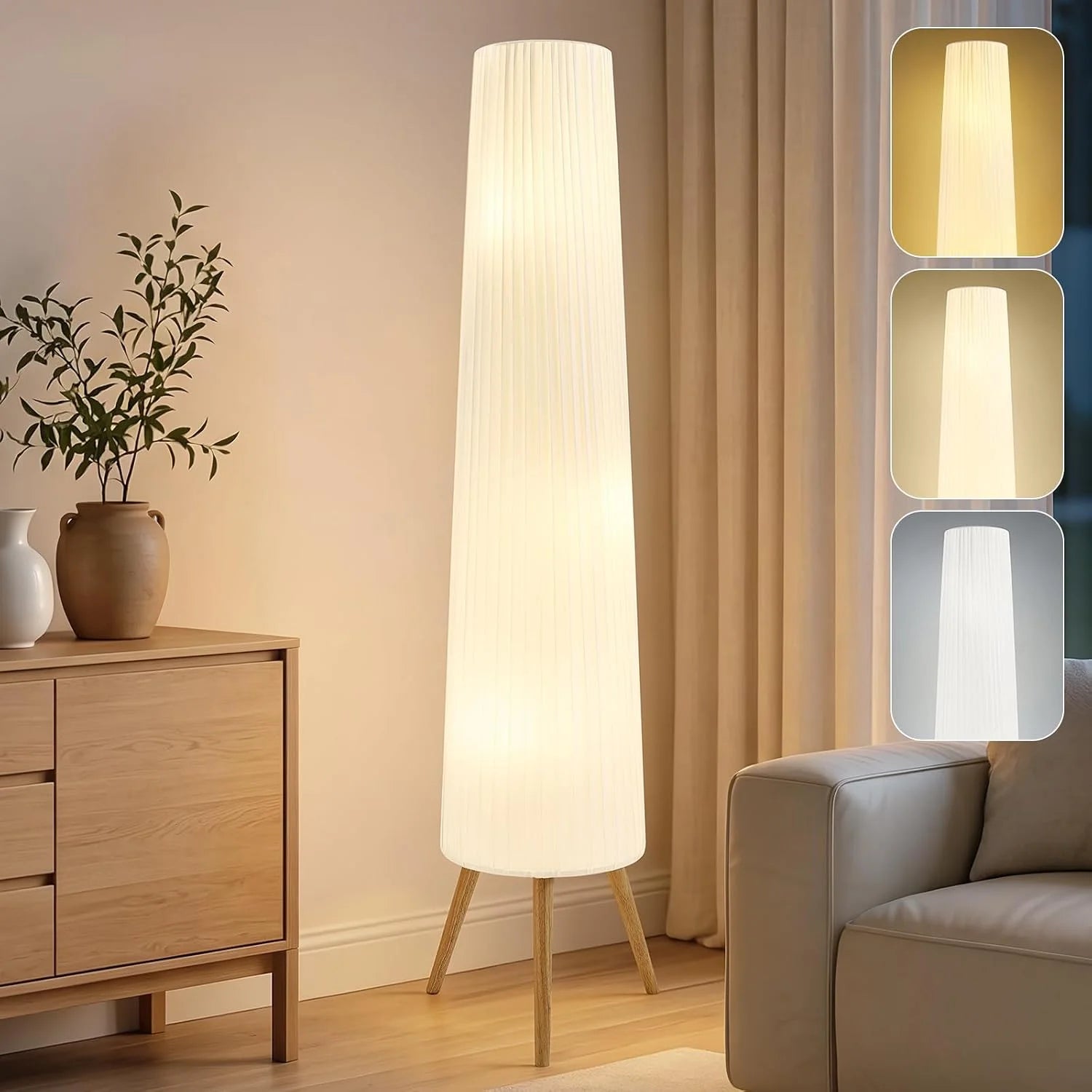 Special 60 Inch Wood Floor Lamp, Bulb Included - Image 2