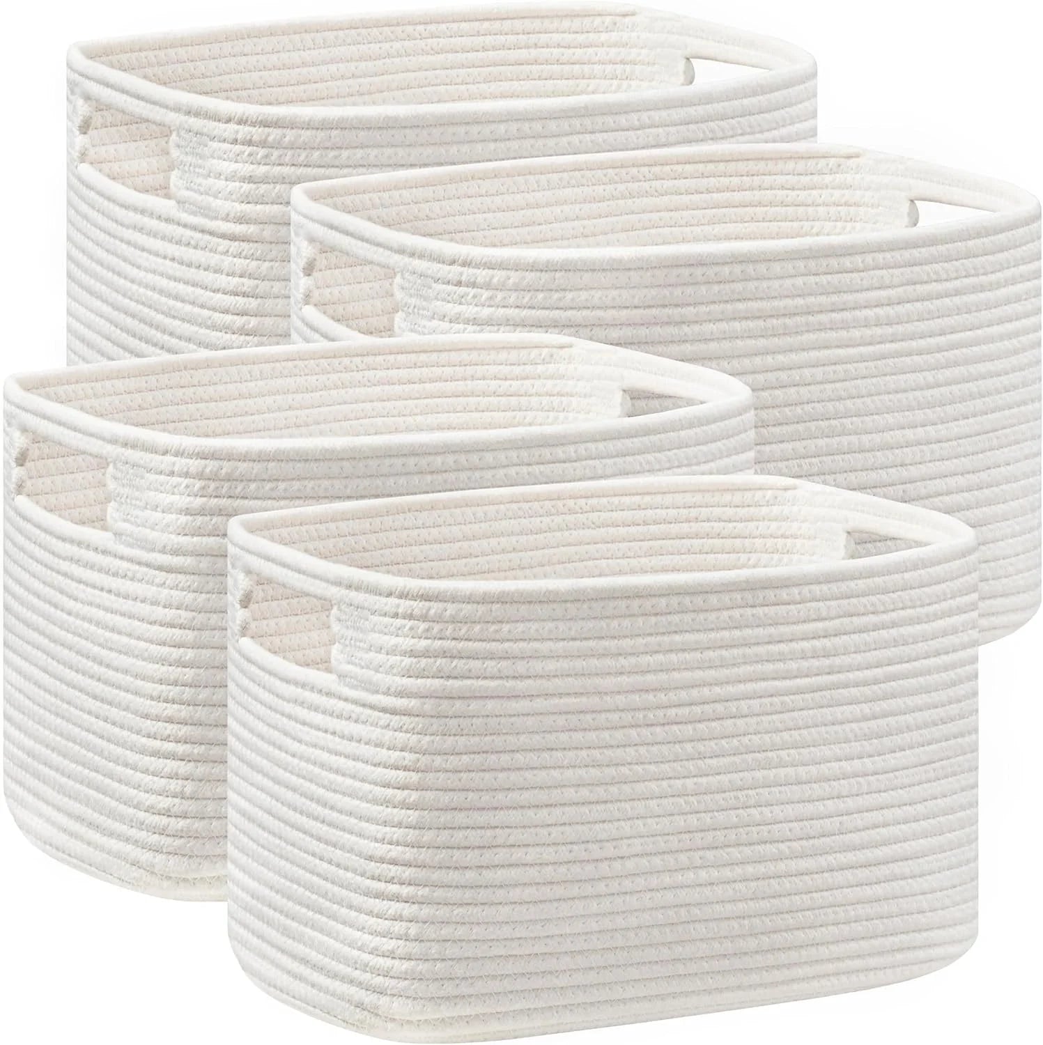 Special 2 Pack Storage Baskets for Organizing, Large Woven Storage Basket, White&Brown - Image 4