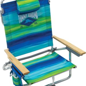 Special Bahama 5-Position Classic Lay Flat Folding Backpack Beach Chair, Polyester, Navy