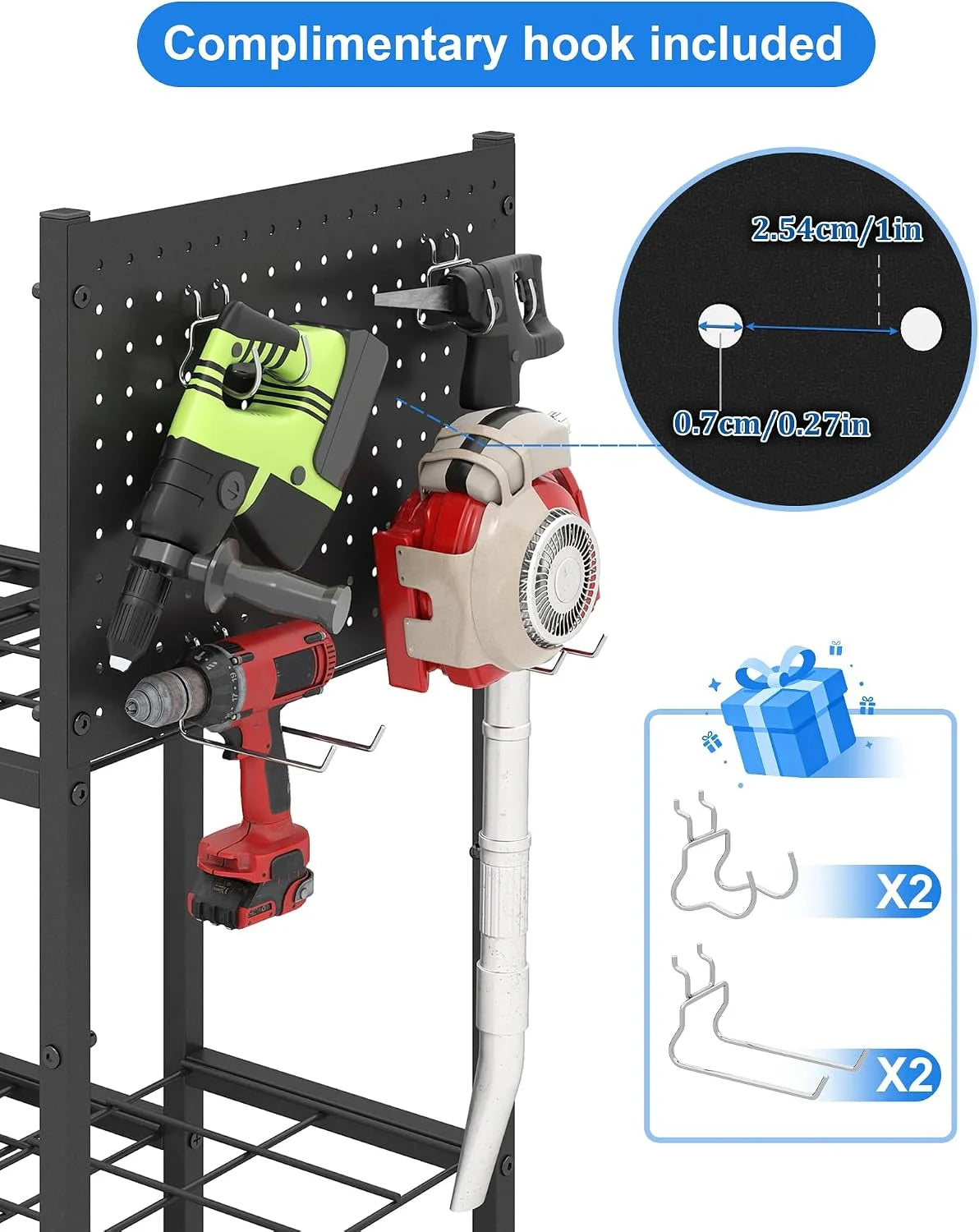 Special Garden Tool Organizer with Pegboard, Yard Tool Holder Standing for Garage Organization, Up to 30 ” For Garage Organization - Image 4