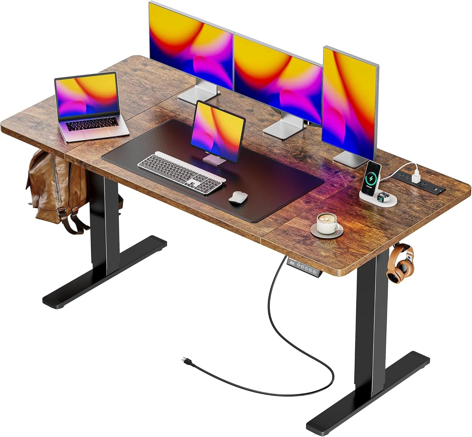 Special 55 x 28 Large Electric Standing Desk, Height Adjustable Computer Desk, 27.6 Deep Desktop - Image 17