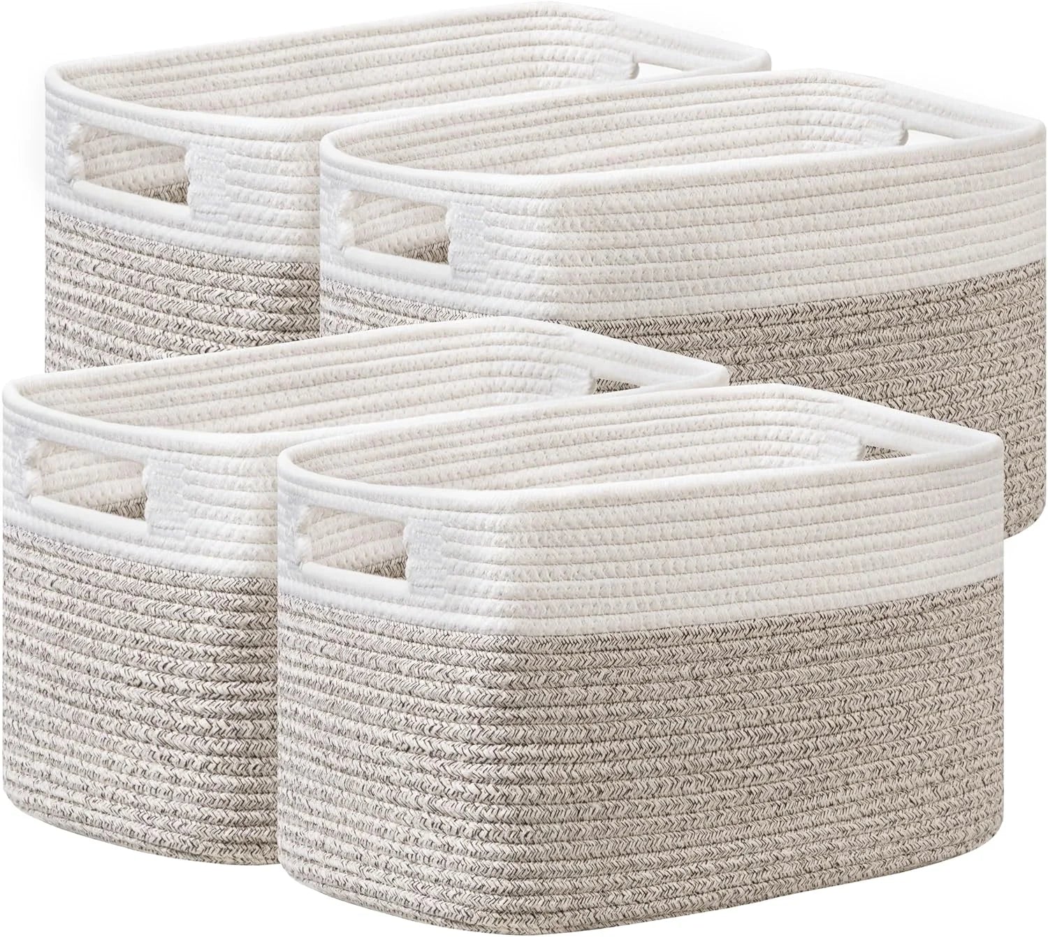 Special 2 Pack Storage Baskets for Organizing, Large Woven Storage Basket, White&Brown