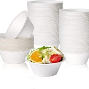 Special 150 Pack 12 oz Compostable Paper Bowls Disposable, White