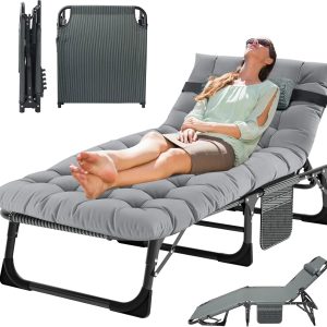 Special Folding Lounge Chair 5-Position, Folding Cot, Portable Outdoor Chaise Lounge Chair for Sun Tanning