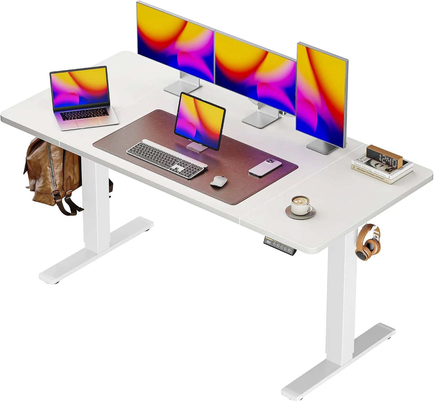 Special 55 x 28 Large Electric Standing Desk, Height Adjustable Computer Desk, 27.6 Deep Desktop - Image 18