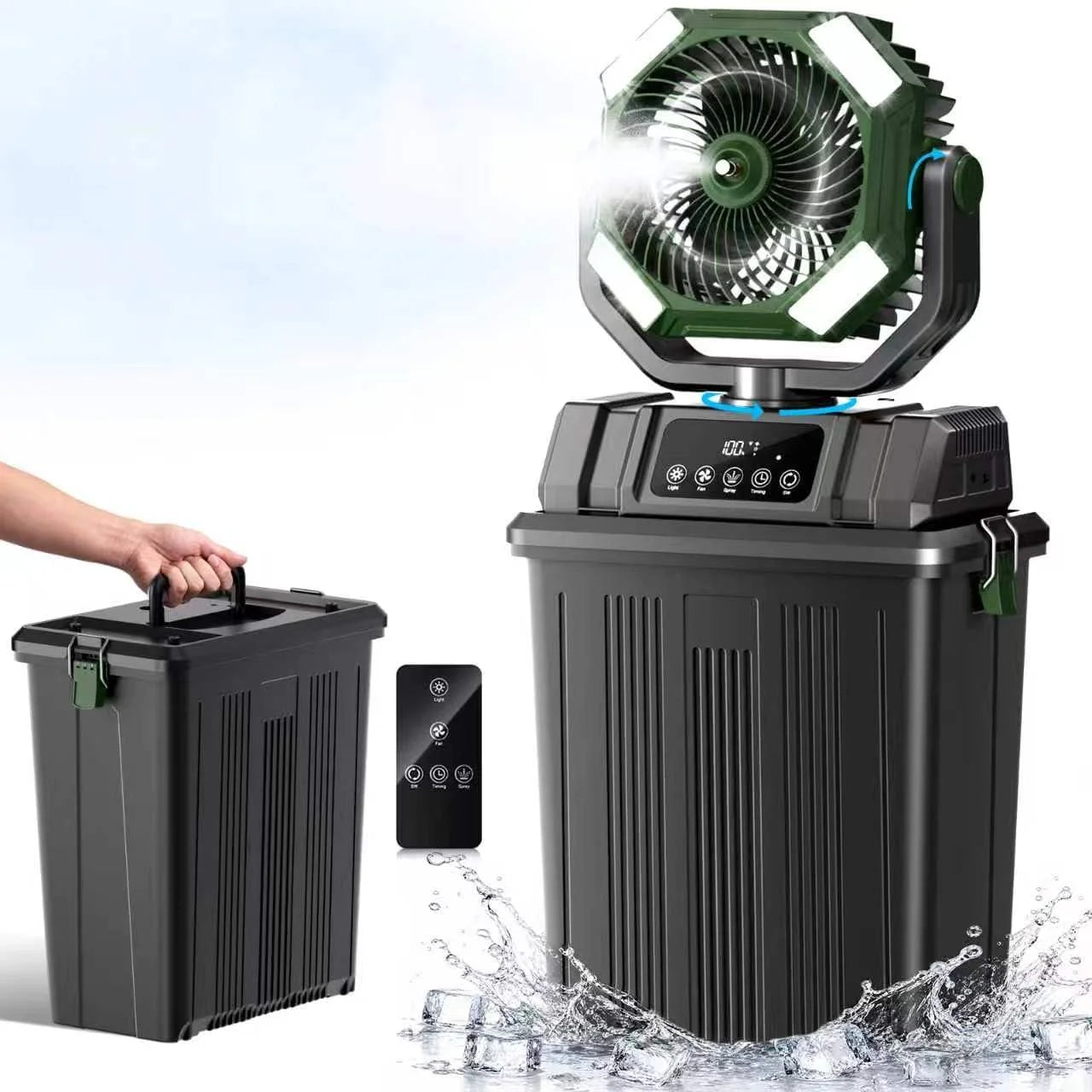 Special Etholzon 40000mAh Misting Fans for Outside, 15L Large Tank Portable Misting Fan, Battery Powered Outdoor Mister Fan with Remote & LED Light - Image 2
