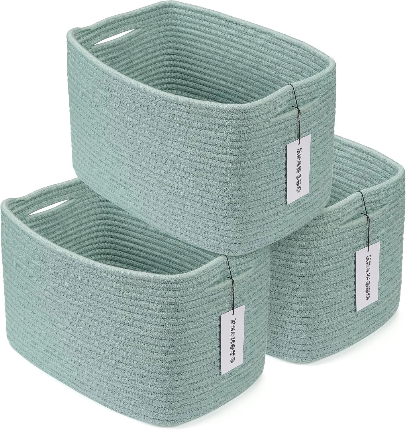 Special Cotton Rope Storage Baskets 15x10x9.3 3 Pack White, Decorative rectangular storage baskets for shelves - Image 8