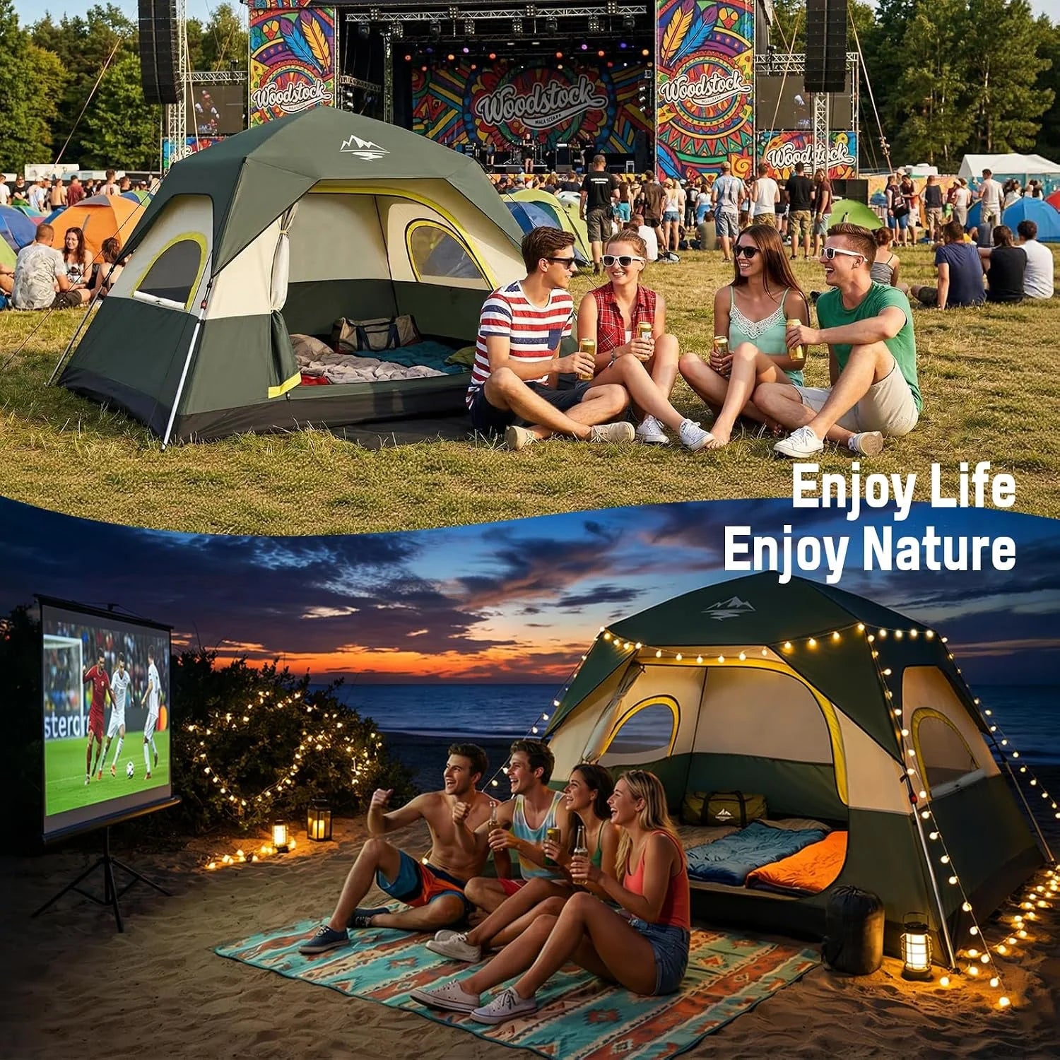 Special 4 Person Instant Tents for Camping Setup in 50s, Cabin Tent with Rainfly, Waterproof Windproof Camping Tent - Image 8