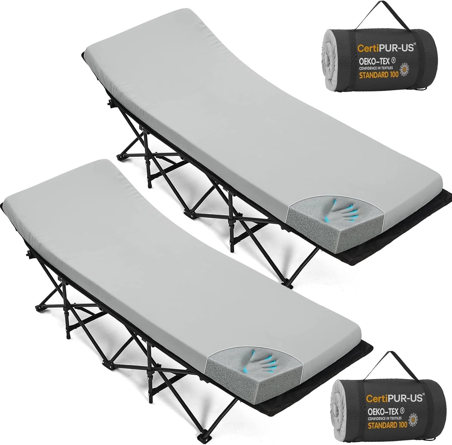 Special CYMULA Camping Cot Pad 2 Inch Memory Foam, Camping Pad for Folding Cot and Foldable Cot, Portable Roll Up Camp Gear - Image 9