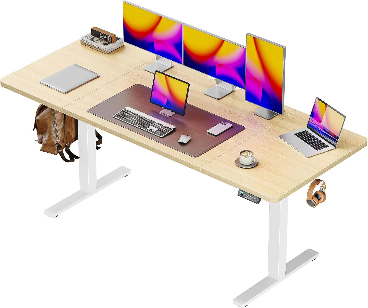 Special 55 x 28 Large Electric Standing Desk, Height Adjustable Computer Desk, 27.6 Deep Desktop - Image 16