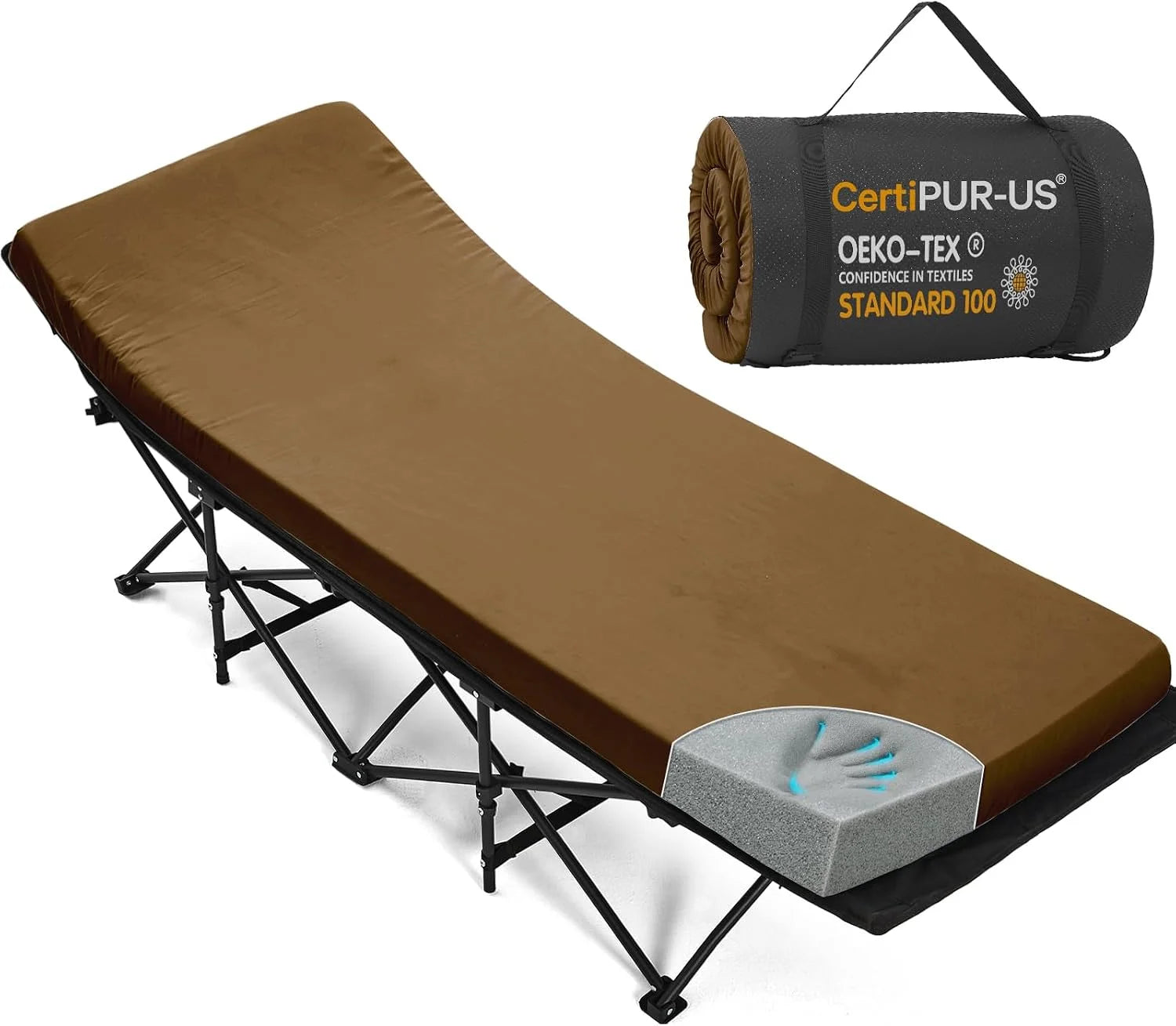 Special CYMULA Camping Cot Pad 2 Inch Memory Foam, Camping Pad for Folding Cot and Foldable Cot, Portable Roll Up Camp Gear - Image 6