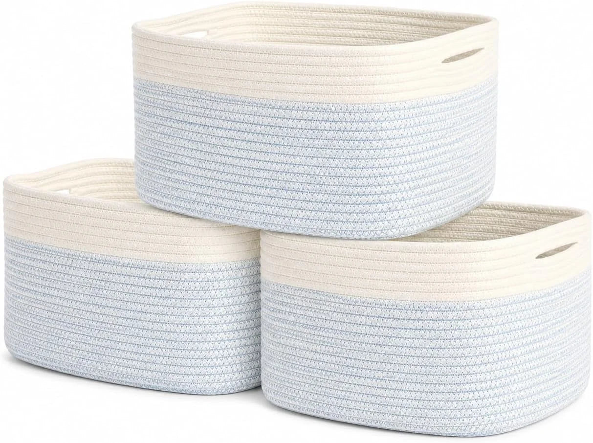 Special OrganiHaus Cotton Rope Baskets for Shelves, Set of 3, 15x9x10, Handwoven, a toy bin and organizer for towels - Image 18