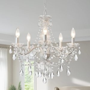 Special Crystal Gold Chandelier, 5 Light, Glass Crystal Hanging Pendant Lighting