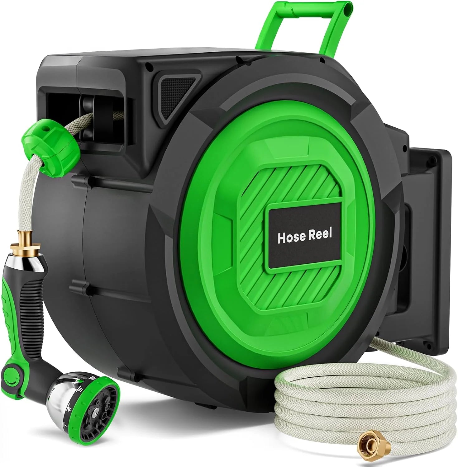 Special Garden Hose Reel, 1/2 in x 100 ft Automatic Slow Rewind System & Any Length Lock, Heavy Duty Wall-Mounted