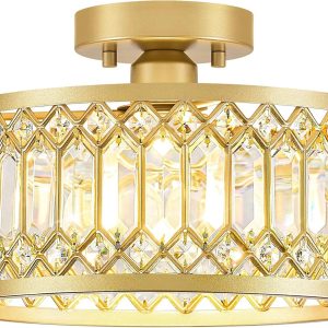 Special Crystal Black Ceiling Light, Modern Semi Flush Mount Ceiling Lighting Fixture