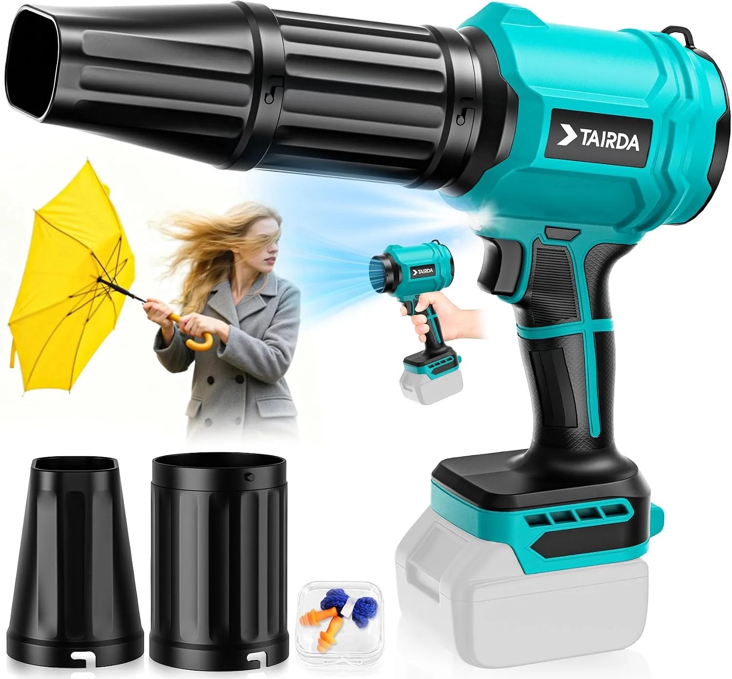 Special Cordless Leaf Blower Compatible for Dewalt 20V Battery(NO Battery), Mini Turbo Jet Blower with 2 Nozzles – For Yard Cleanup - Image 2