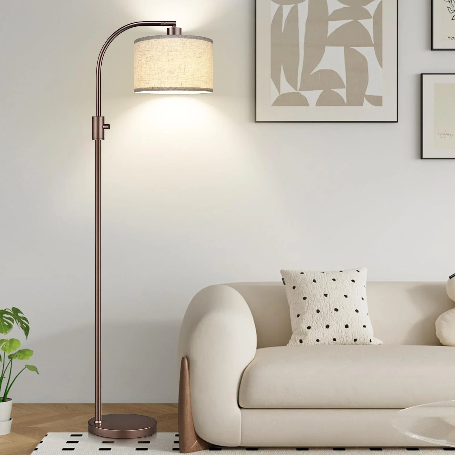 Special Nintiue Upgraded Modern Arc Dimmable Tall Standing Floor Lamp with Linen Shade, Bulb Included - Image 3