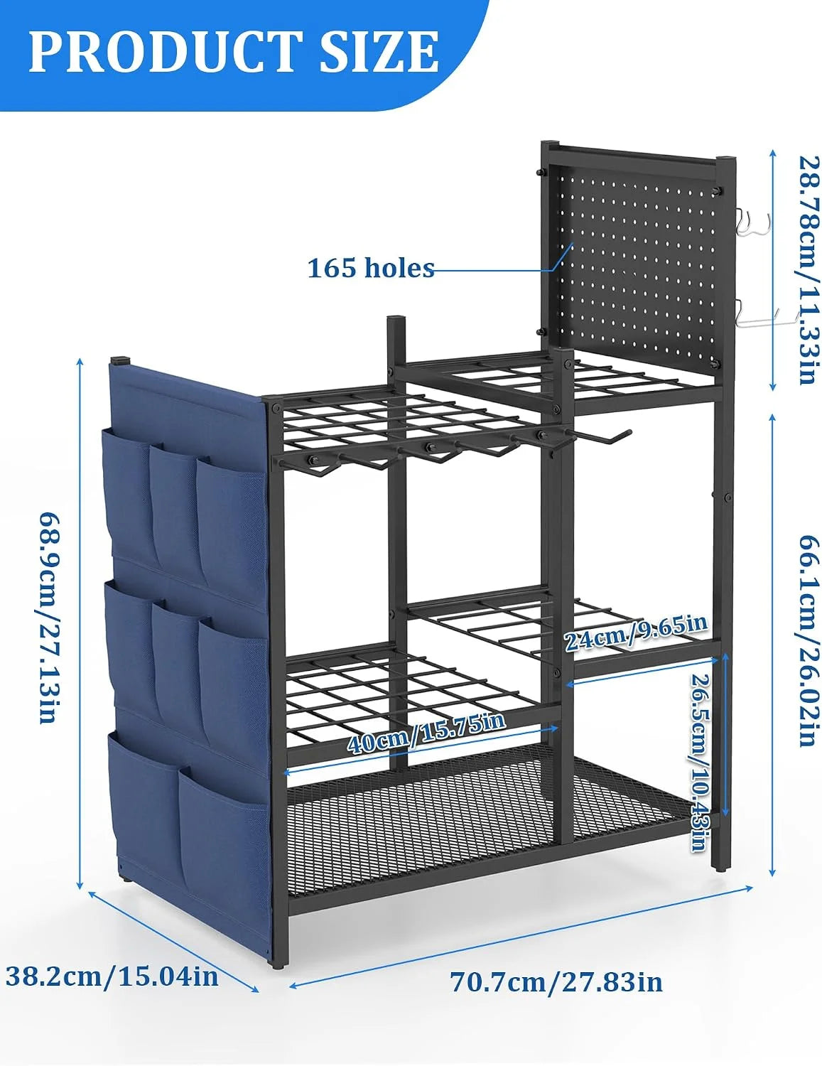 Special Garden Tool Organizer with Pegboard, Yard Tool Holder Standing for Garage Organization, Up to 30 ” For Garage Organization - Image 2