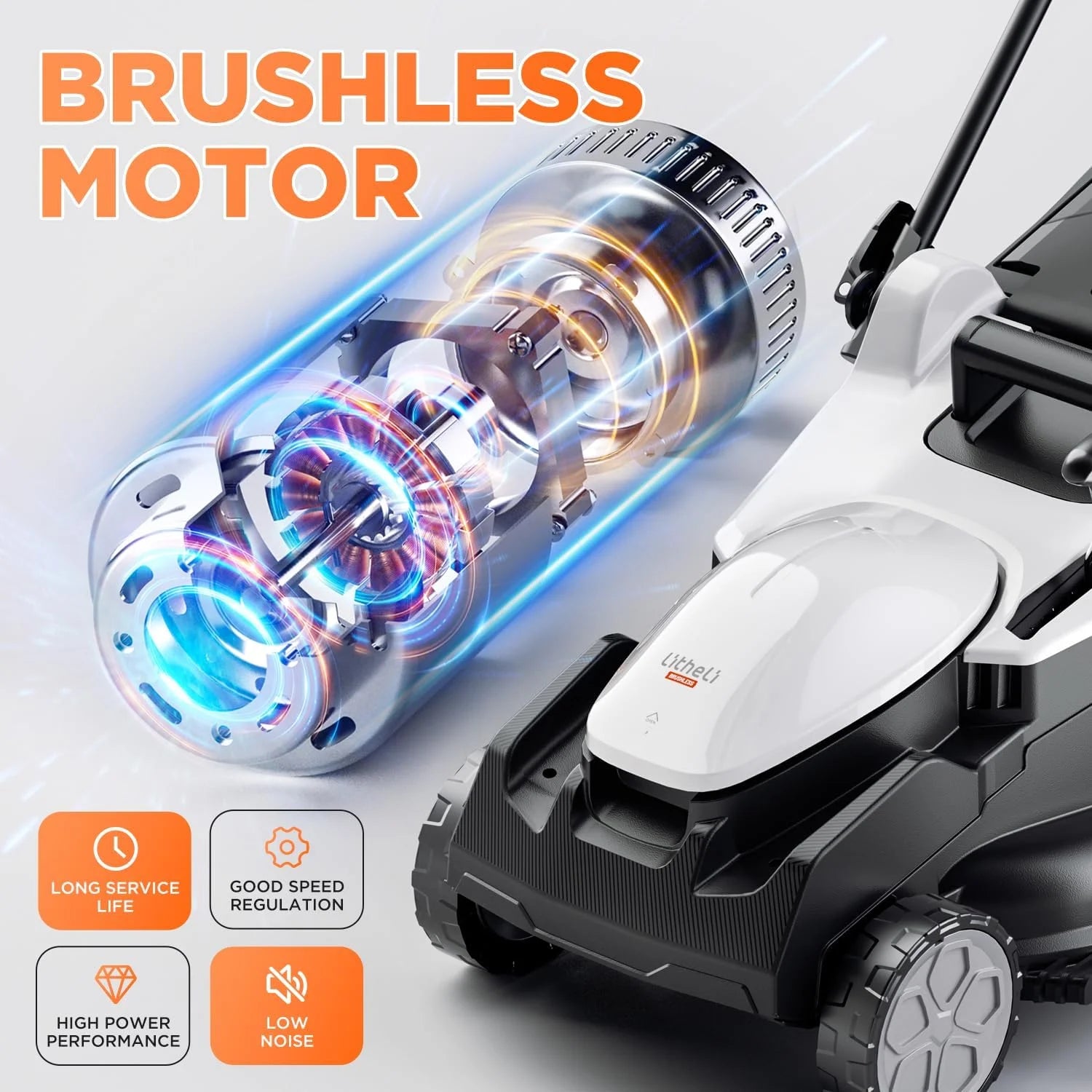 Special 40V (2 x 20V) 16 Electric Lawn Mower Cordless, Brushless Lawnmower with 6-Height Adjust - Image 2